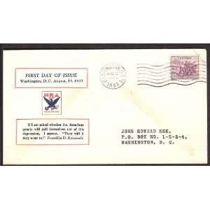 Scott # 732 (11) First Day Cover, 732 (11); Edward Kee; NRA; National 