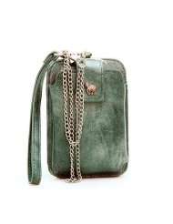   Phone Iphone/ Ipod Case Wallet w/ Removable Chain Faux Leather Green