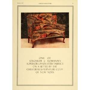 1917 Ad Stroheim Romann Settee Chesterfield Furniture   Original Print 