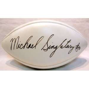  Michael Singletary Autographed Football   White Panel 