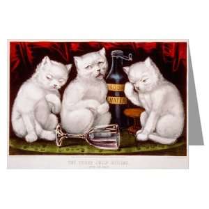  Single Greeting Card  Currier and Ives Three Jolly Kitties 
