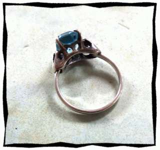   Coventry Sterling Silver & Lt Blue Stone Ring Size Adjustable  