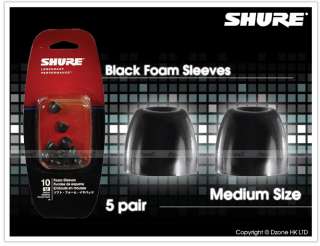 GENUINE Shure Black Foam Sleeves Medium Size 5 Pair for SE215 SE315 