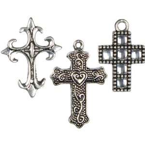  Silver Mixed Cross Metal Charms, 3 Pack   911312 Patio 