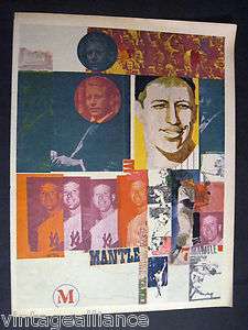   Yankees Mickey Mantle colorful collage art illustration 1966 Clipping