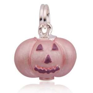  Sterling Silver Epoxy Jack O Lantern Pumpkin Charm 