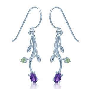   & Peridot 925 Sterling Silver Vine Leaf Dangle Earrings Jewelry