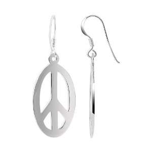  Silver Oval Peace Sign Polished Finish Designer Fish Hook Findings 