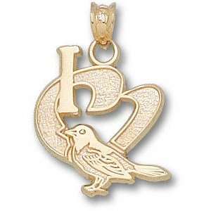  Baltimore Orioles Solid 10K Gold I Heart Bird 1/2 