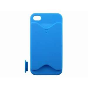 Blue Hard Credit Card Holder Protective Case for iPhone 4 