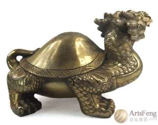 AC040 MIDDLE SIZE FIGURE DRAGON TORTOISE BRASS STATUE  