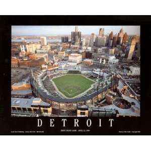 Detroit Tigers Comerica Park Stadium Aerial Picture MLB, Deluxe Frame 
