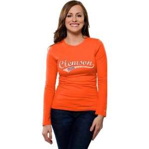  Clemson Tigers Womens Distressed Tail Sweep Long Sleeve 
