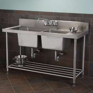  48 Stainless Steel Double Well Commercial Console Sink 
