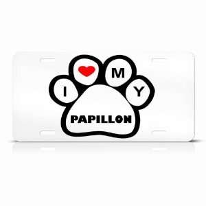  Papillon Dog Dogs White Novelty Animal Metal License Plate 