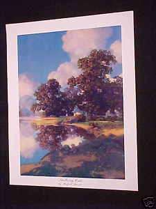 MAXFIELD PARRISH LANDSCAPE SHELTERING OAKS 1960S EXTRA LARGE PRINT EXC 