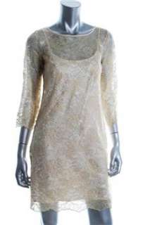 Laundry by Shelli Segal NEW Gold Versatile Dress Lace Embellished 4 