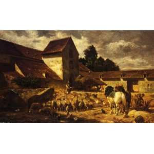     Charles Emile Jacque   24 x 14 inches   A Farmyard