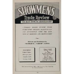  1936 Ad Showmens Trade Review Film Charles E.Lewis 