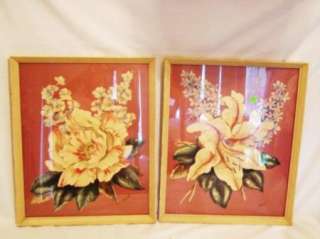 Vtg Pr De Jonge Style RENE Flower Prints Framed  