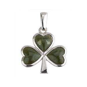 Sterling Silver and Connemara Marble Shamrock Pendant Necklace   Made 