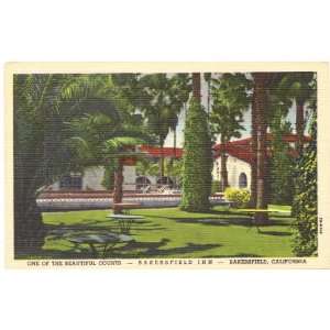   Vintage Postcard Courtyard of Bakersfield Inn Bakersfield California
