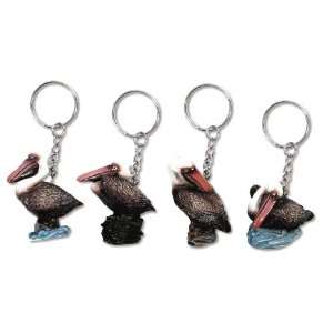 Wholesale Pack Handpainted Assorted Poly Stone Pelican Bird Keychain 
