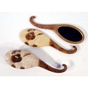  Handpainted Siamese Cat Hair Brush Mirror Set (Set of 2) Beauty