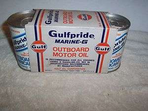   NOS 3 PACK GULF GULFPRIDE MARINE OUTBOARD MOTOR OIL CAN CANS  