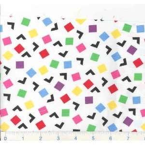  45 Wide Shakin` Shapes Squares and Angles White Fabric 