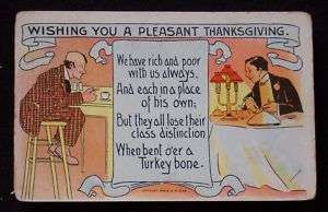 1908 Thanksgiving Rich Man Poor Man Turkey Bone Rose PC  