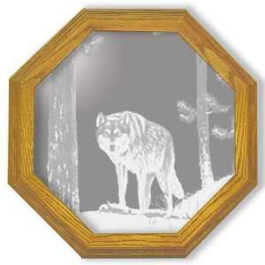  Shadow Hunter Wolf Etched Glass Octagon Mirror