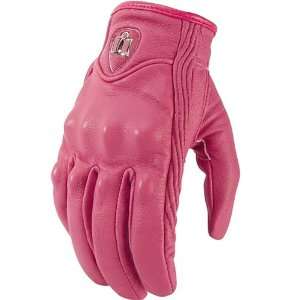  ICON PURSUIT NON PERFORATED LEATHER GLOVES PINK LG 
