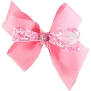   Genuine Lexa Lou Layered Pink and Princess Crown Boutique Bow Beauty