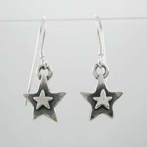  Cute Little Star Dangle Earrings in Sterling Silver, #9236 