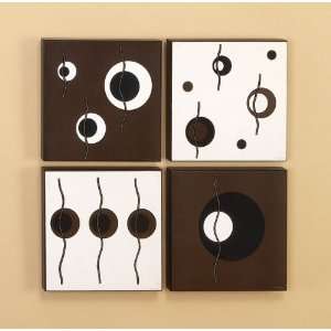  Contemporary Abstract 4 Set Piece Box Tan Brown