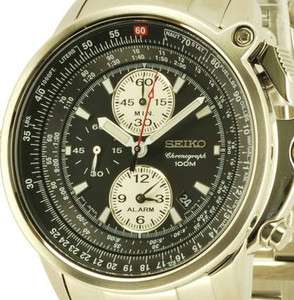 Seiko Mens Flightmaster Chronograph Alarm 100m Watch SNAB67 SNAB67P1 
