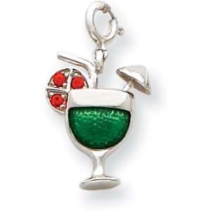   and Crystal Cocktail/Beverage/Drink Charm, Sterling Silver Jewelry