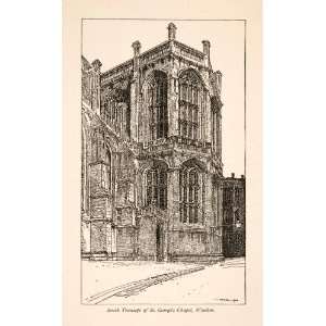 1906 Wood Engraving South Transept Saint George Chapel Windsor England 