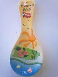 Puerto Rico Spoon Shape Wall Hanging Ceramic Plaque Decor Souvenirs 