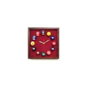  12in Square Billiard Clock Cherry & Burgandy Mali Felt 