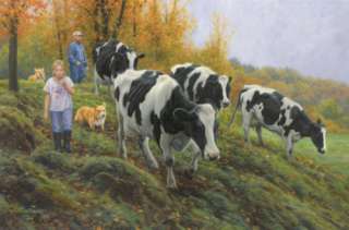 Corgis & Cows Robert Duncan18.5x28 inch Framed or Unframed Picture 