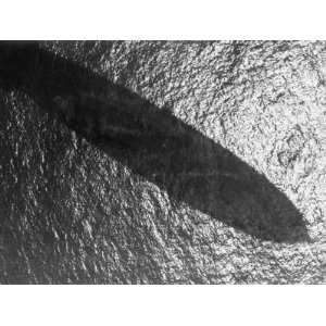 Shadow of Zeppelin Airship Hindenburg Cast over Ocean Stretched 