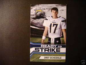San Diego Chargers 2007 pocket schedule  Philip Rivers  