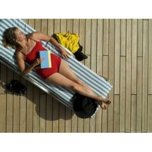  Woman Sleeping on the Deck of a Cruise Ship Photographic 