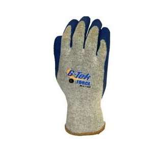 Tek(R) FORCE Blue Latex Crinkle Grip, Gray Cotton/Polyester Shell 