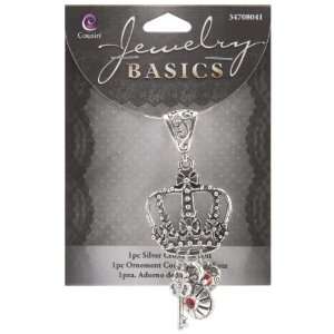   Jewelry Basics 1 Piece Silver Crown Accent Arts, Crafts & Sewing