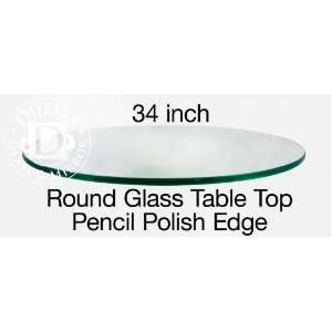  34 Round 3/8 Inch Thick Pencil Polished Tempered Glass 