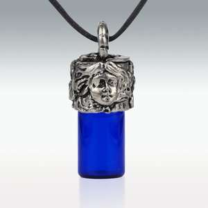 Angel Faces Cobalt Glass Cremation Jewelry   Engravable   Free 