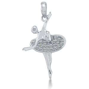 Solid 14K White Gold Dancing Ballerina Dancer Highest Quality Round 